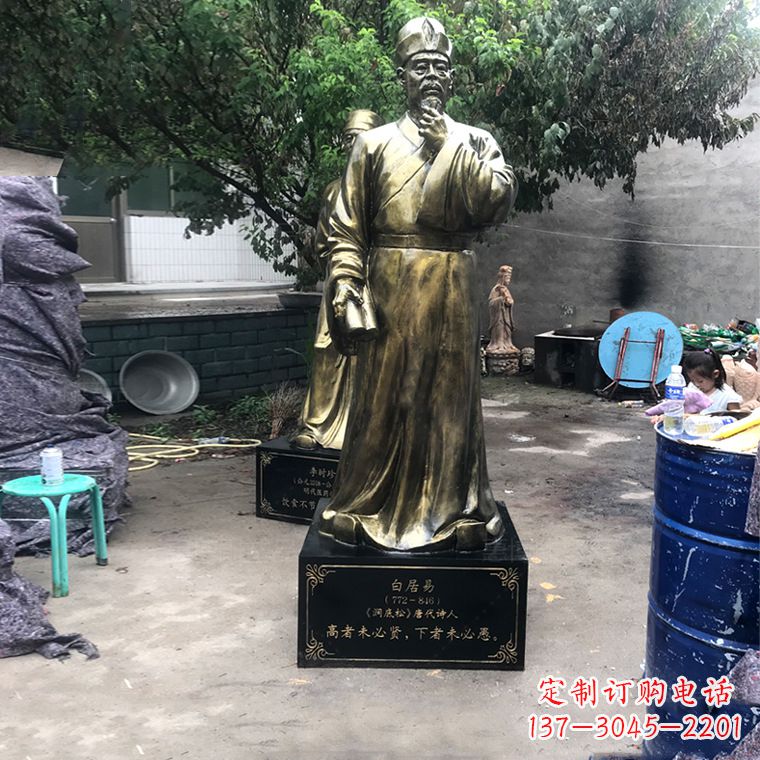 石家庄白居易仿铜雕像经典中国古代诗人的艺术再现