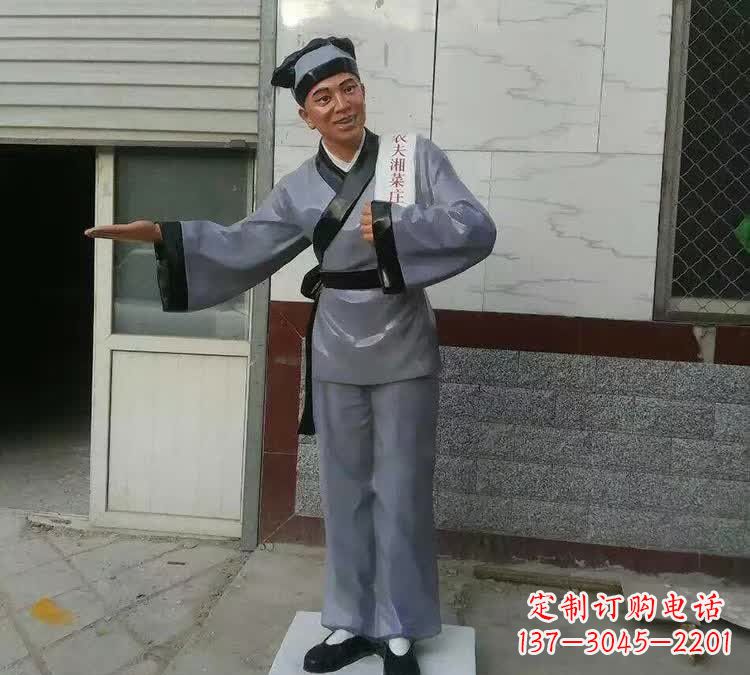石家庄精致玻璃钢店小二雕塑