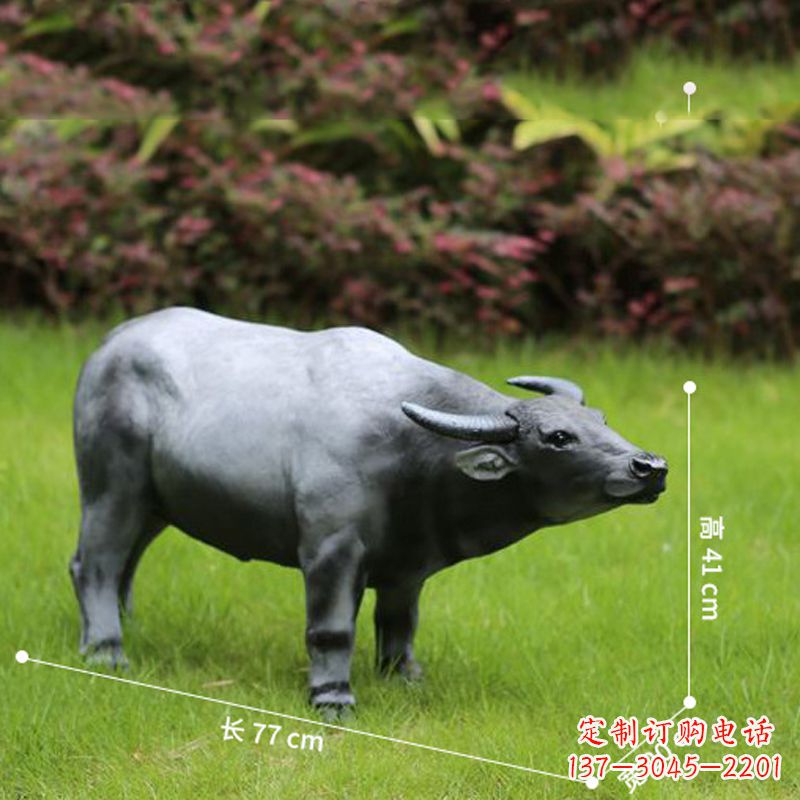 石家庄玻璃钢仿真水牛雕塑——点缀公园草坪