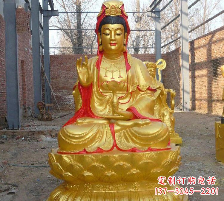 石家庄玻璃钢漆金观音菩萨雕塑