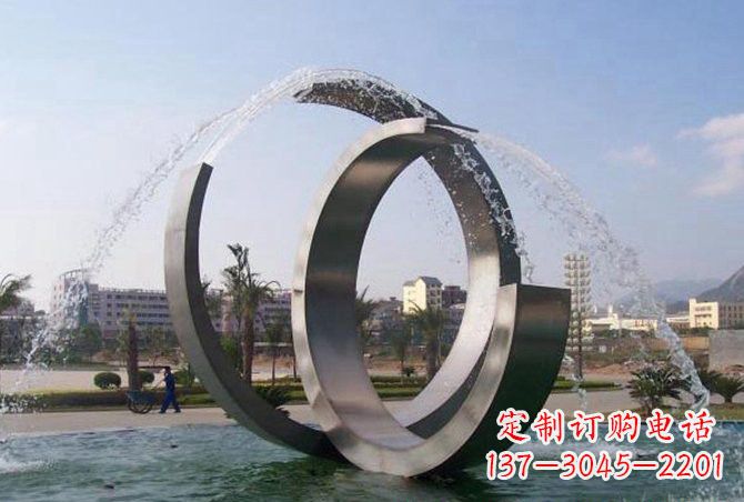 石家庄不锈钢C形喷泉雕塑精美雕塑艺术