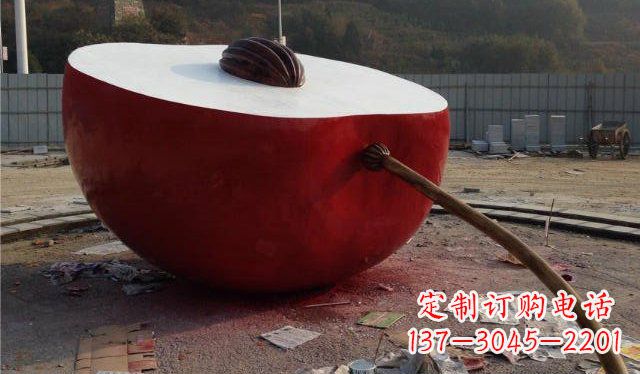 石家庄不锈钢半个苹果雕塑