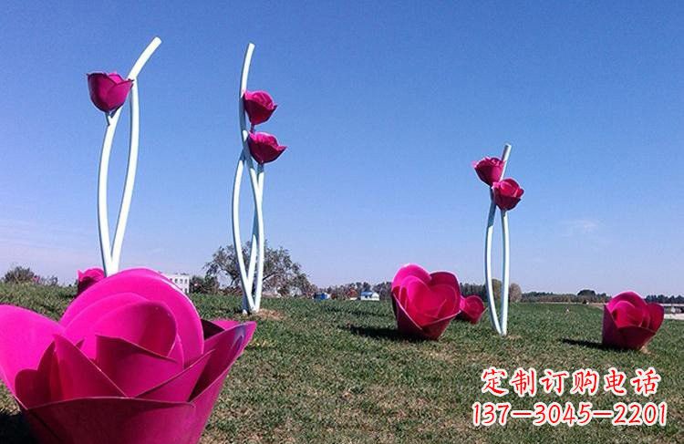 石家庄不锈钢彩色玫瑰雕塑艺术精美的象征