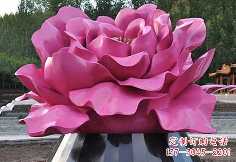 石家庄不锈钢彩色牡丹花雕塑美丽的艺术品