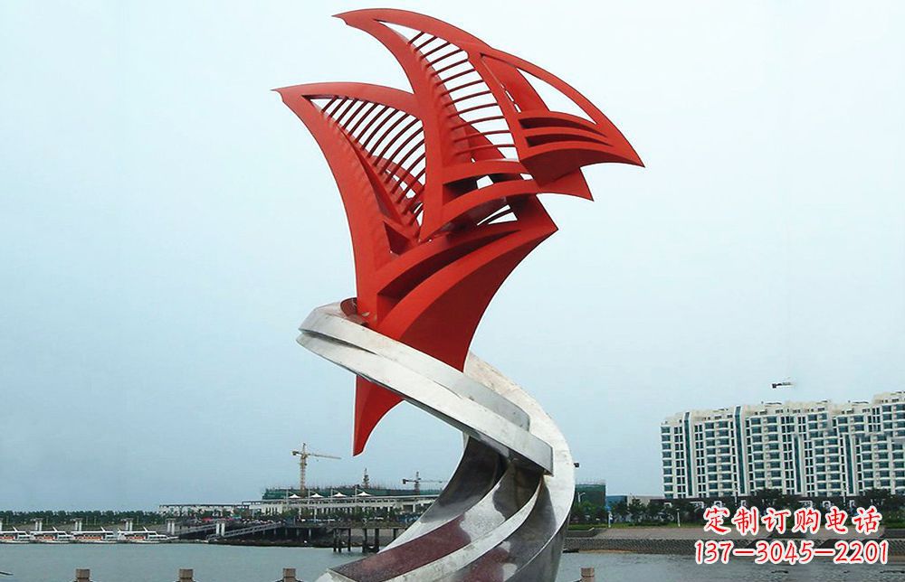 石家庄海洋之舟——不锈钢抽象帆船海边景观雕塑