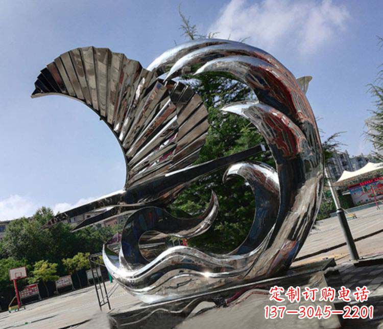 石家庄不锈钢帆船雕塑象征海上生活的艺术精品