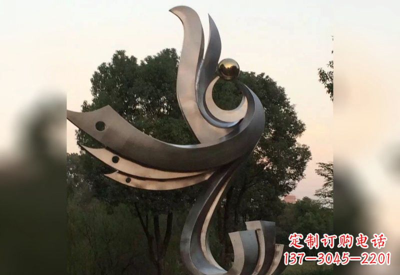 石家庄不锈钢凤凰雕塑象征着活力与美丽
