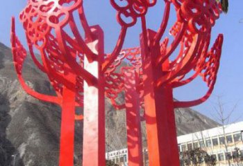 石家庄不锈钢树叶雕塑