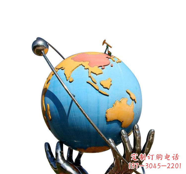 石家庄不锈钢地球雕塑象征着世界和平