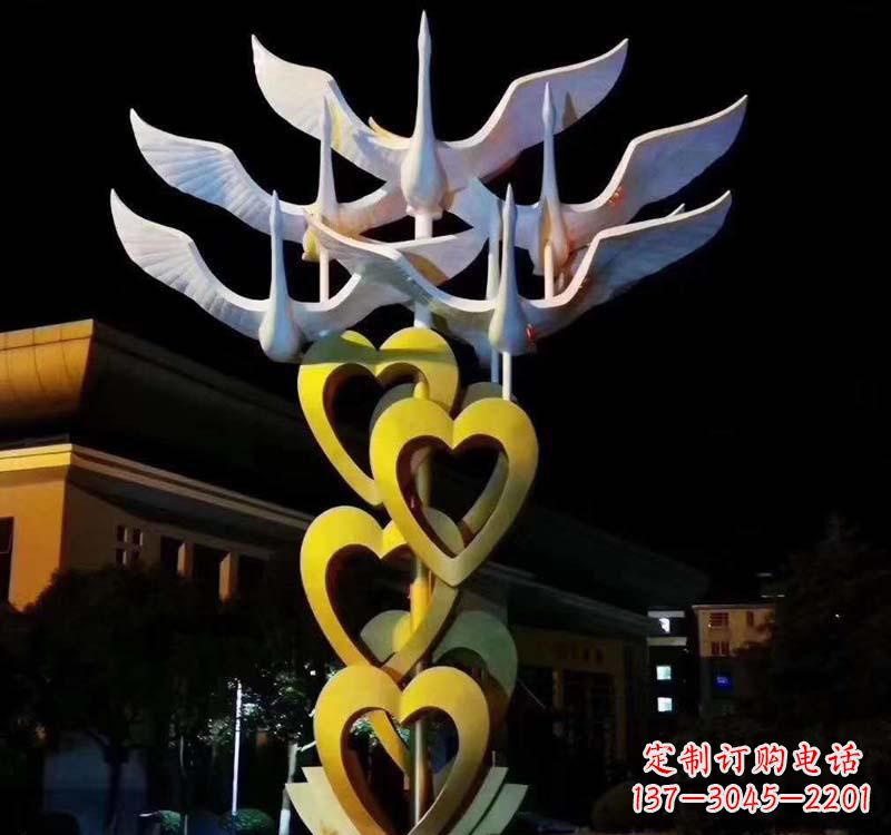 石家庄不锈钢大雁雕塑象征着自由的翱翔