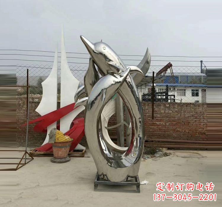 石家庄不锈钢海豚雕塑——象征着动物自由的象征