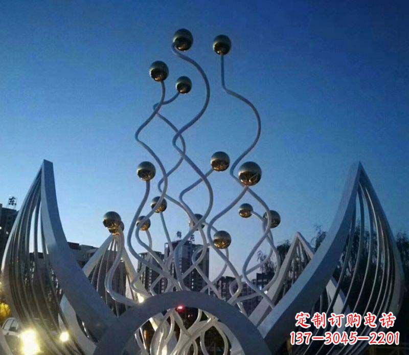 石家庄不锈钢广场荷花雕塑