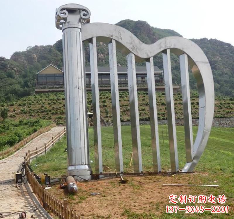 石家庄不锈钢竖琴雕塑——雕塑艺术的精粹