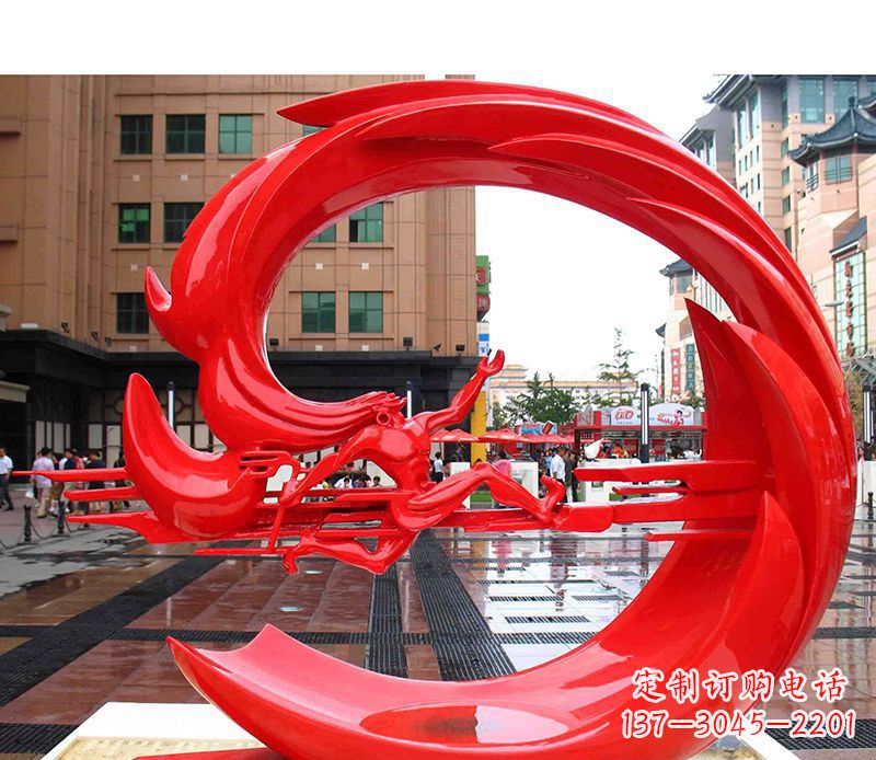 石家庄不锈钢广场运动抽象圆环雕塑