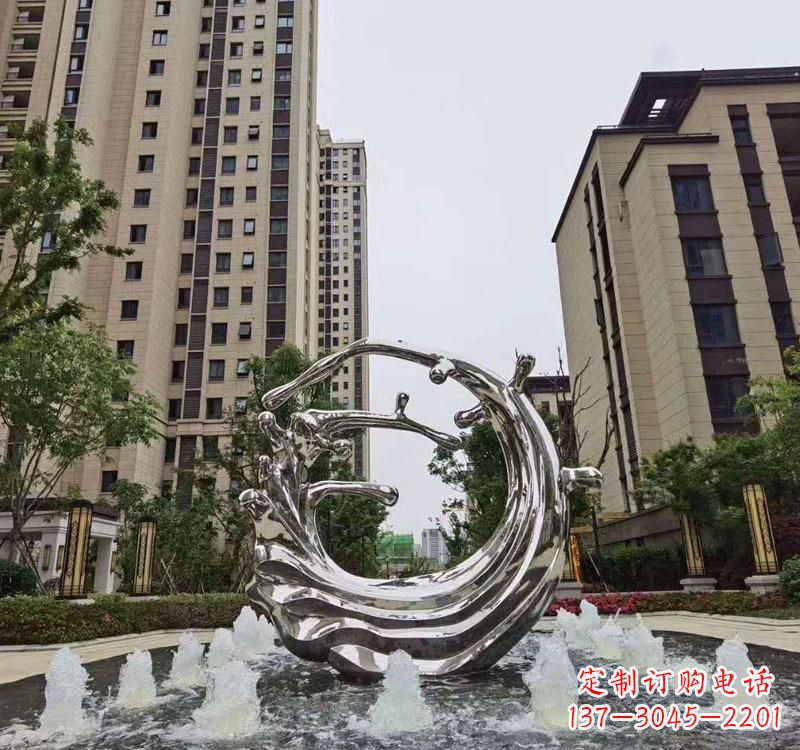 石家庄不锈钢海浪喷泉雕塑