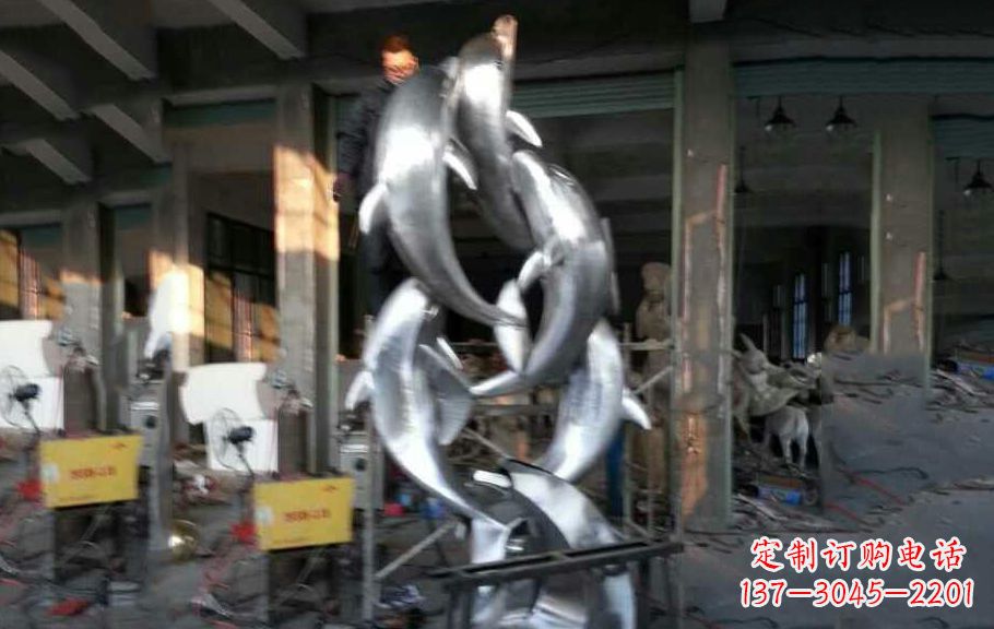 石家庄不锈钢海豚雕塑漂亮的海洋艺术品