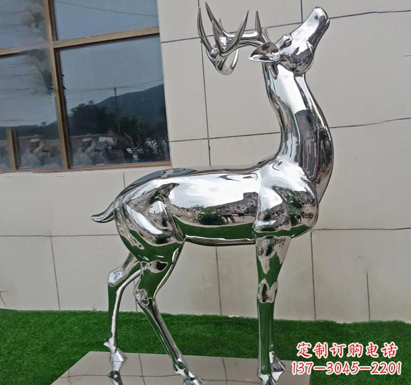 石家庄不锈钢户外动物鹿雕塑精致大气的艺术品