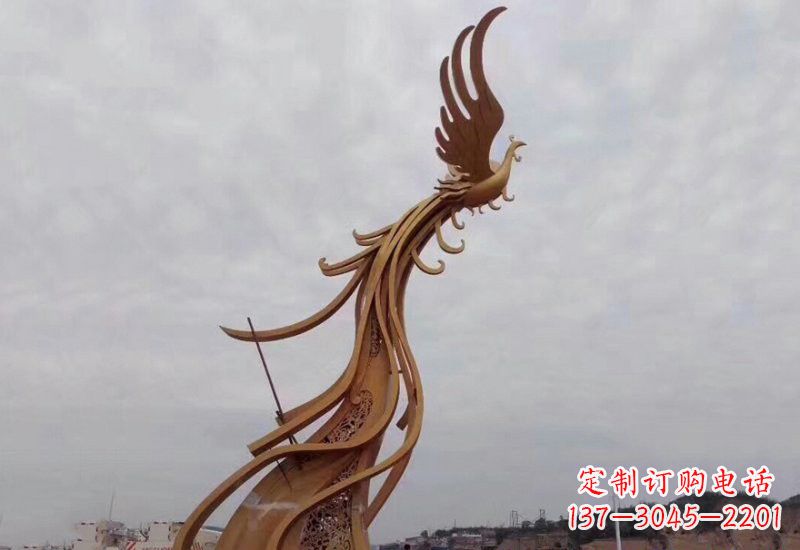 石家庄不锈钢凤凰雕塑精致美观