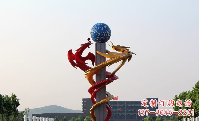 石家庄龙凤呈祥一对不锈钢雕塑的精彩展示