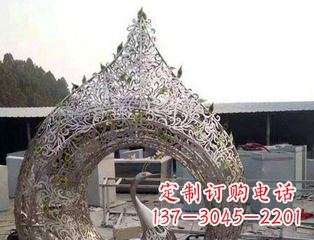 石家庄不锈钢镂空孔雀雕塑精美的艺术之作