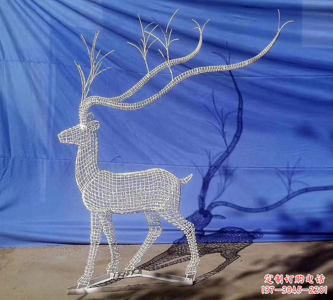 石家庄不锈钢麋鹿雕塑精美的景观装饰品