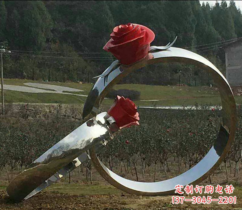 石家庄不锈钢玫瑰雕塑精美的艺术珍品