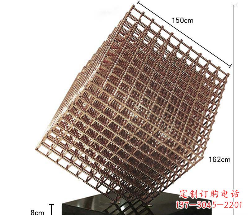 石家庄玫瑰金色几何雕塑