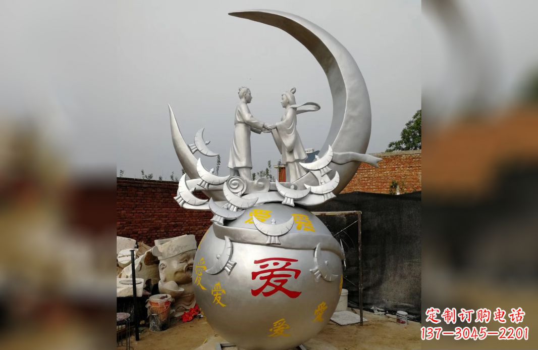 石家庄不锈钢牛郎织女雕塑爱情永存