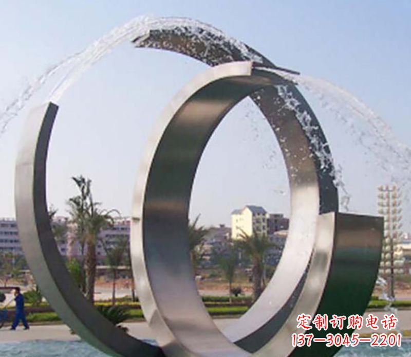 石家庄不锈钢情侣戒指雕塑象征爱情的永恒之物