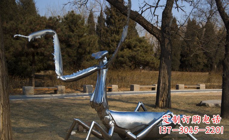 石家庄不锈钢螳螂园林景观雕塑创意缔造美景