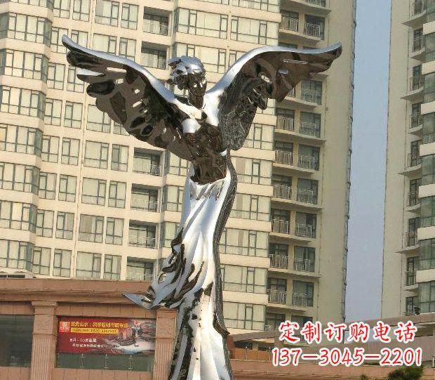 石家庄不锈钢天使雕塑传递温暖的祝福