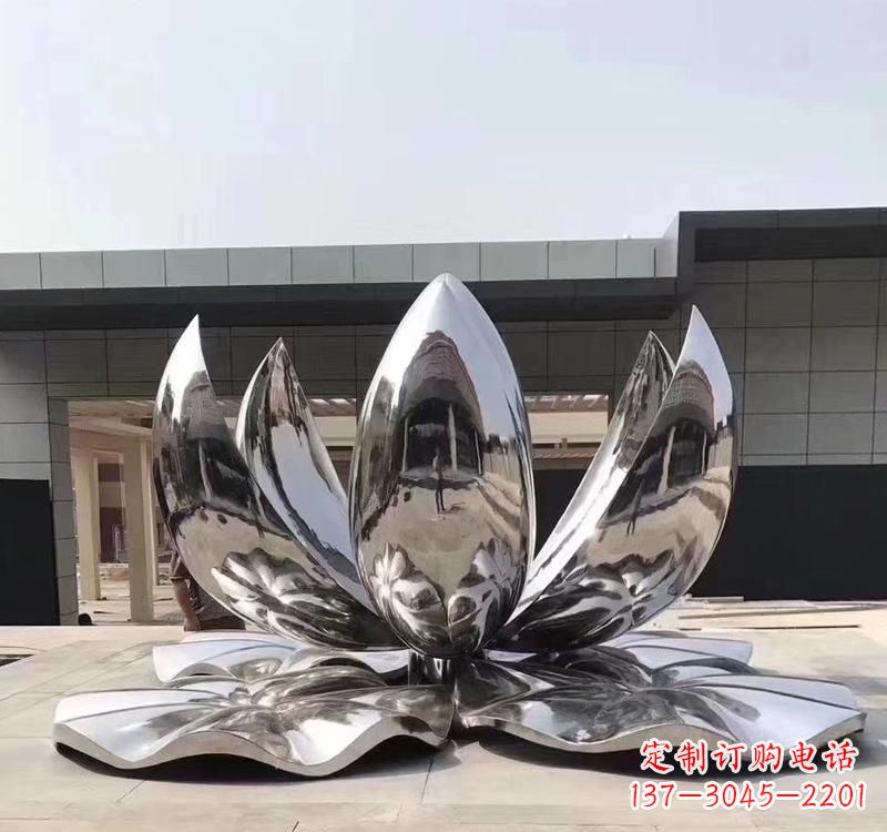 石家庄不锈钢现代镜面荷花雕塑精美绝伦