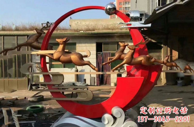 石家庄不锈钢制作的梅花鹿雕塑
