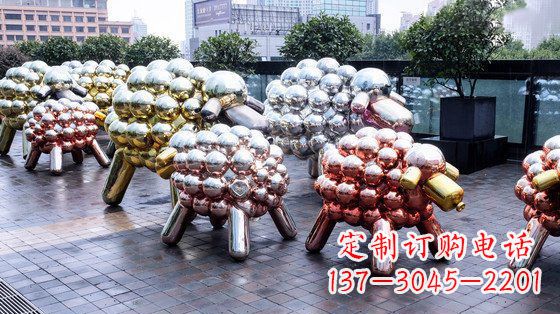 石家庄不锈钢小羊肖恩抽象动物雕塑