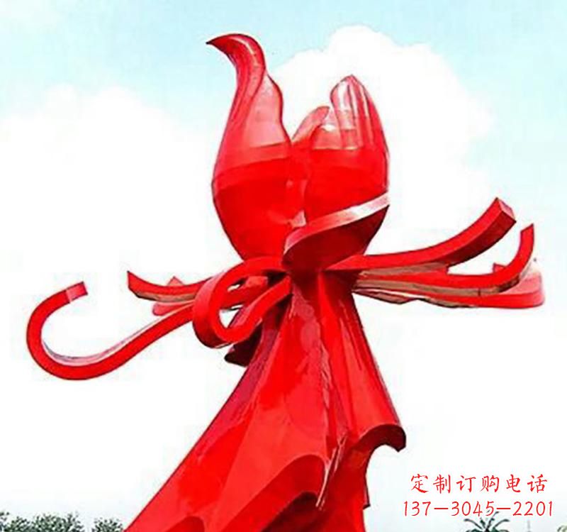 石家庄不锈钢玫瑰雕塑，传递爱与和平
