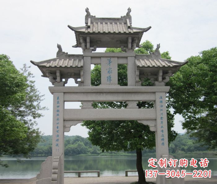 石家庄大理石单门牌楼雕塑精美的艺术瑰宝