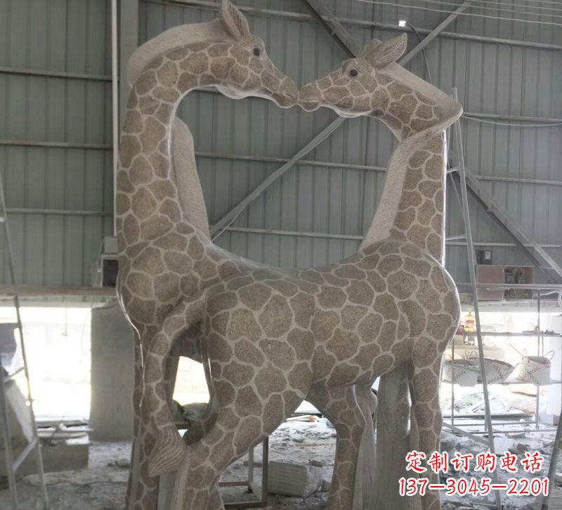 石家庄大理石艺术精美长颈鹿雕塑