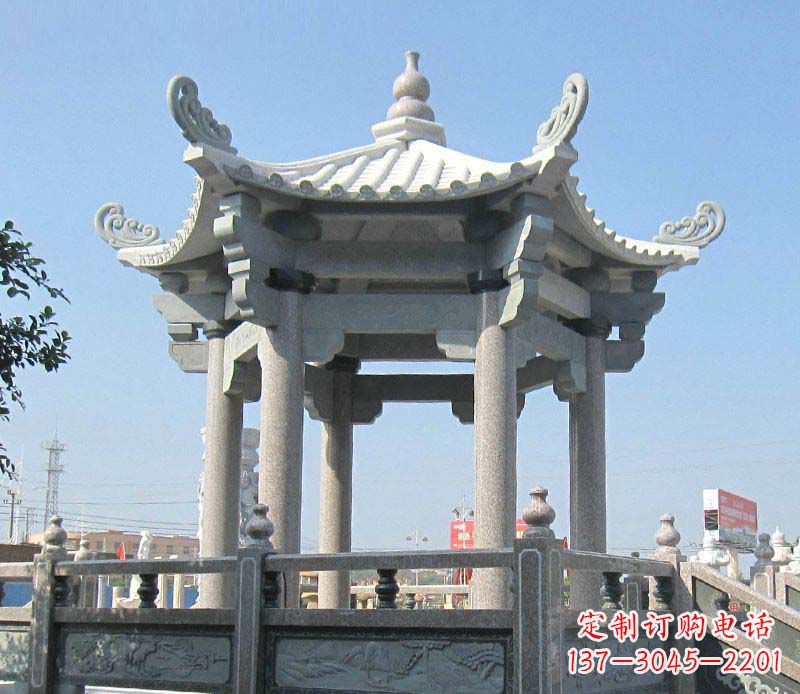 石家庄大理石六角凉亭石雕,为您的家园带来浪漫情怀