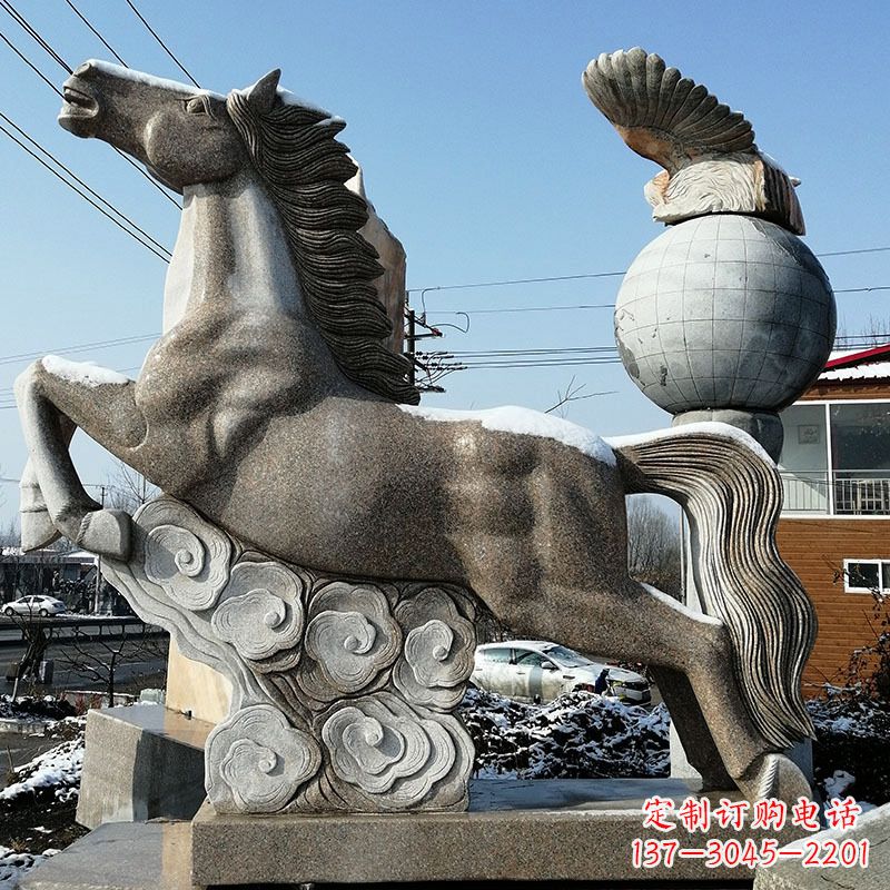 石家庄大理石马踏祥云雕塑