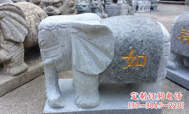 石家庄精美大理石石象雕塑