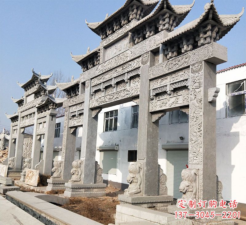石家庄大理石石雕牌坊雕塑定制