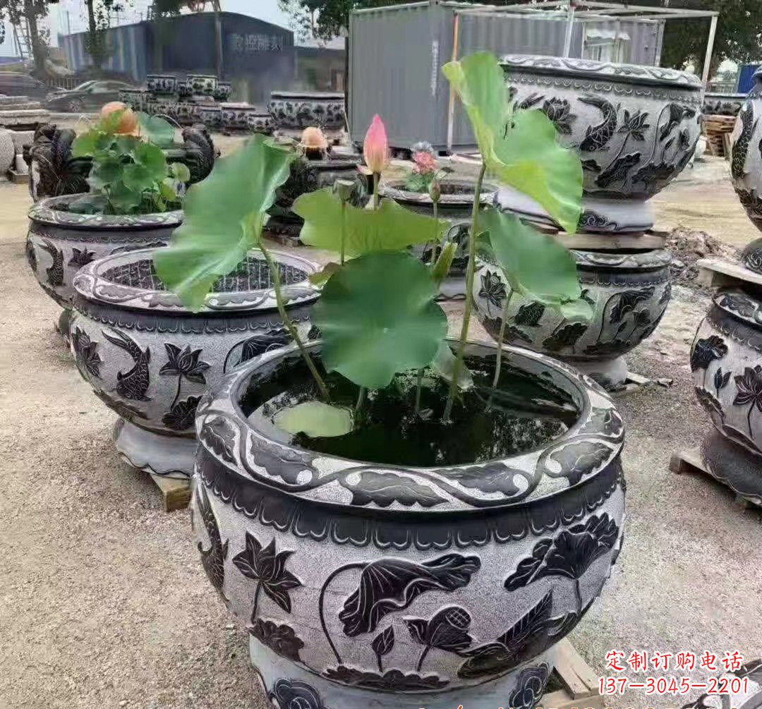 石家庄精美大理石鱼缸雕塑