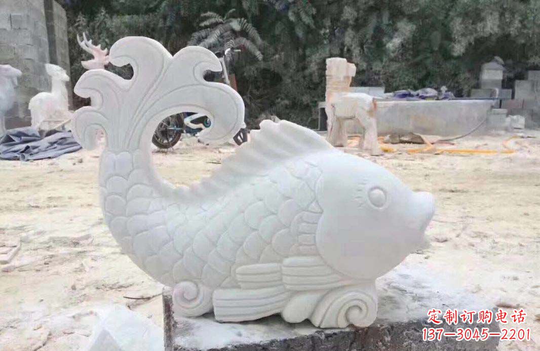 石家庄大理石鱼喷泉雕塑装置