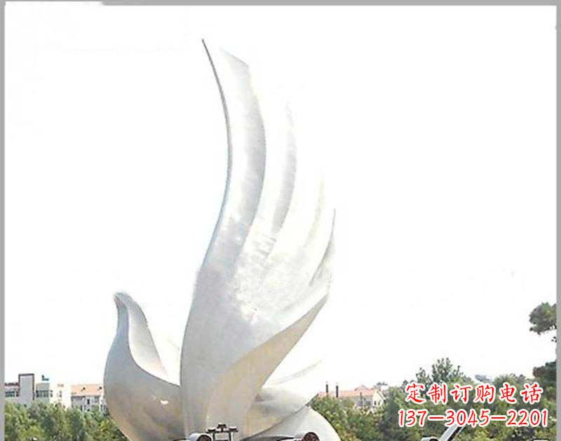 石家庄大型不锈钢雕塑和平鸽护航