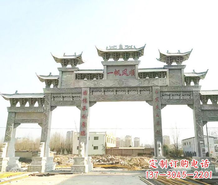 石家庄别具一格的大型五门石雕牌楼