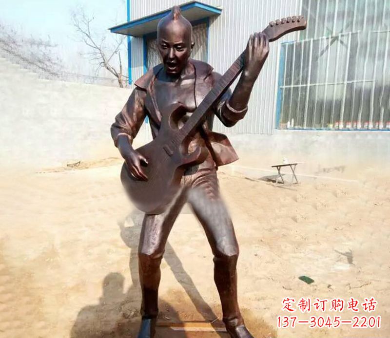 石家庄精致细腻的铜吉他雕塑