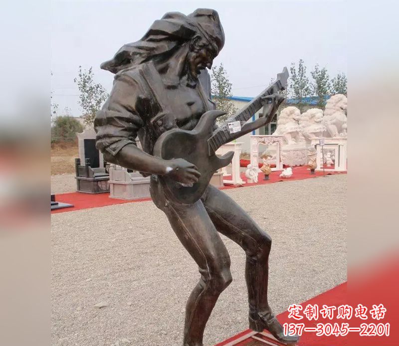 石家庄弹吉他广场小品人物铜雕