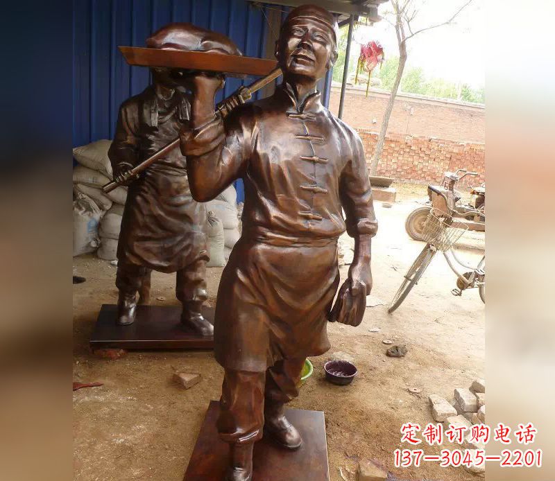 石家庄店小二铜雕,精美绝伦,永传佳话
