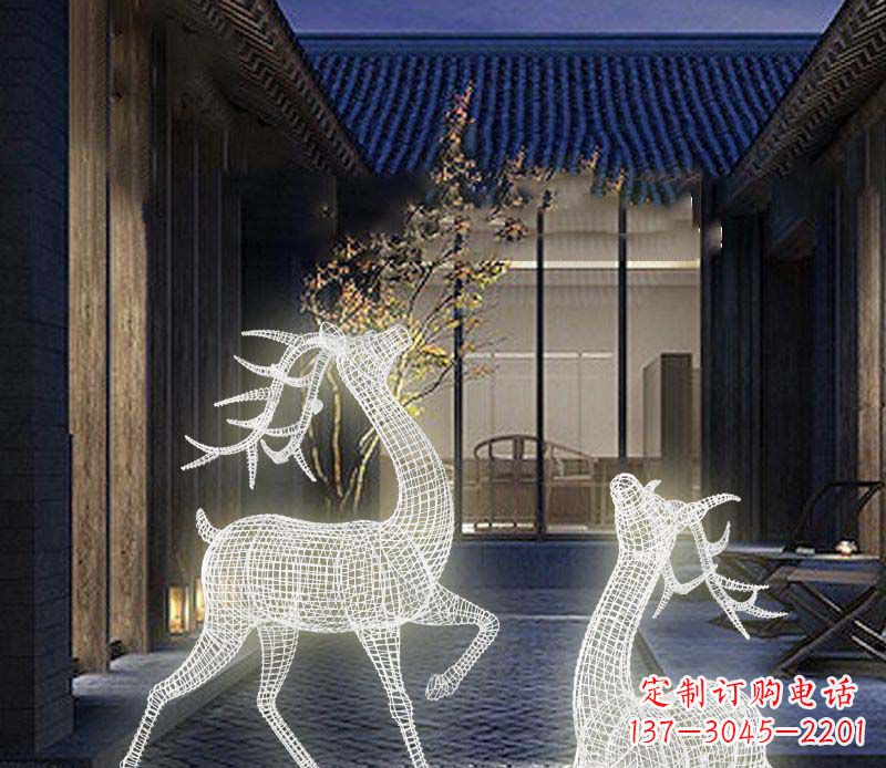 石家庄发光镂空梅花鹿景观雕塑