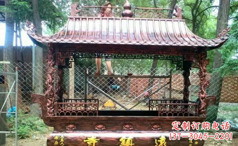 石家庄方形寺庙香炉铜雕塑